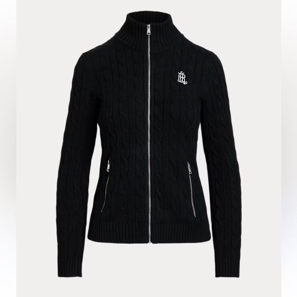 Lauren Ralph Lauren Sweaters - Lauren Ralph Lauren women’s small, black cable knit zip sweater